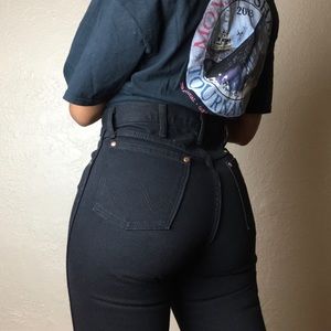 High rise black denim wrangler jeans